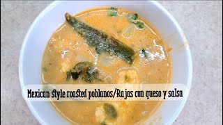 Lets  Make (Mexican Rajas con Queso) Como hacer rajas en salsa de tomate con queso cremosa