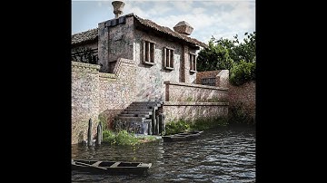 LAke house modelling in blender time lapse