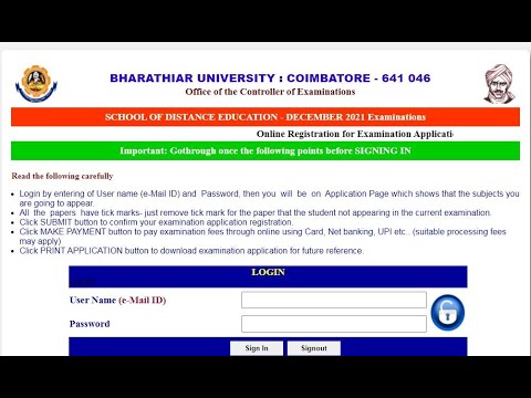 #BHARATHIAR UNIVERSITY-School of Distance Education-Dec 21- Exam Application Problem resolved -100%