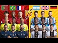 Portugal brazil france  argentina england germany  triple comparison 