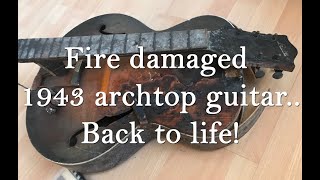 Fire damaged 1943 archtop guitar!