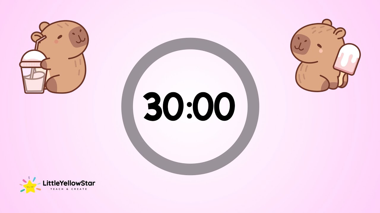 Capybara 30 Minutes Classroom Countdown Timer For Kids With Lofi Music | Classroom Visual Timer