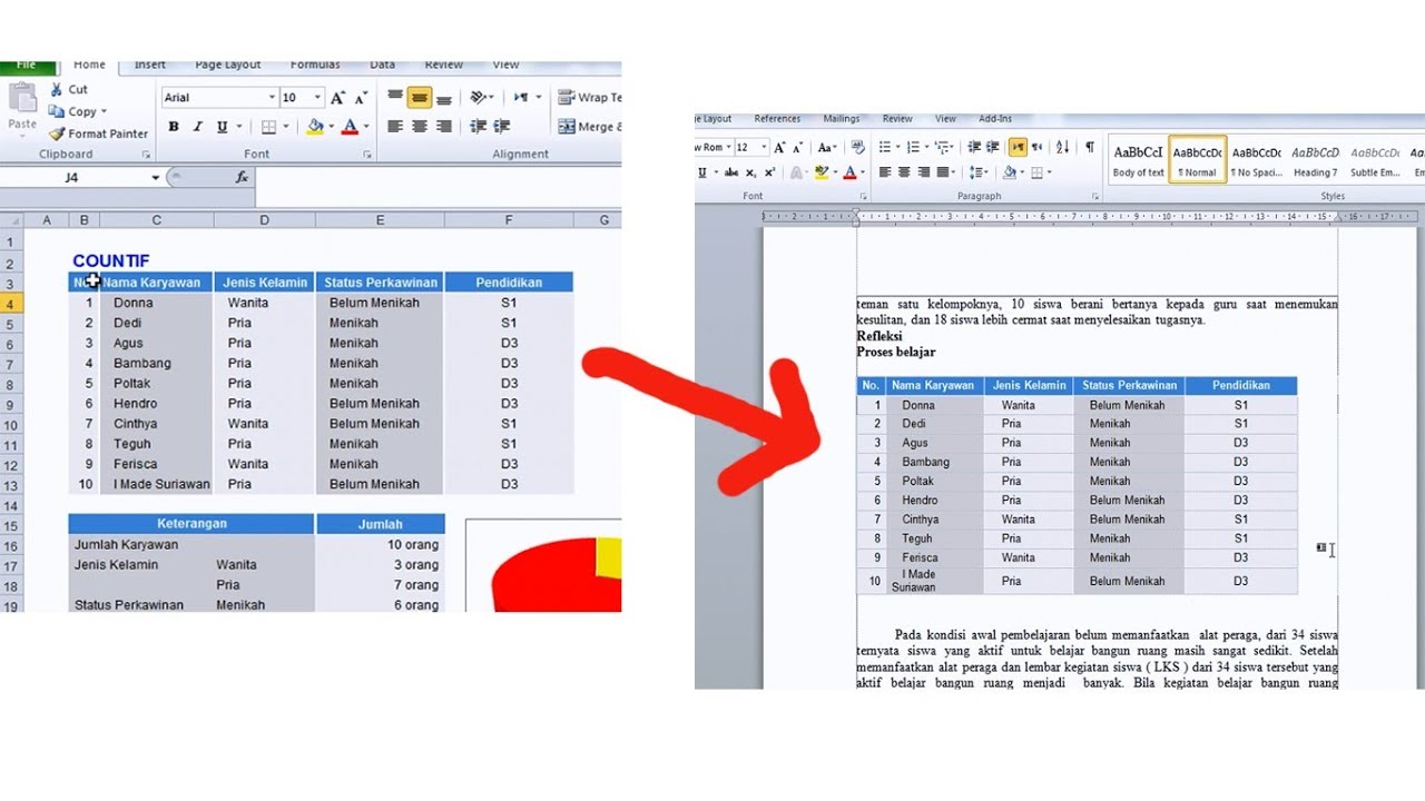 Cara Mengcopy Tabel Excel Ke Word Dengan Mudah - Youtube