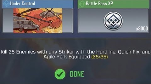 COD Mobile Kill 25 Enemies with any Striker with the Hardline , Quick Fix, and Agile Perk Equipped