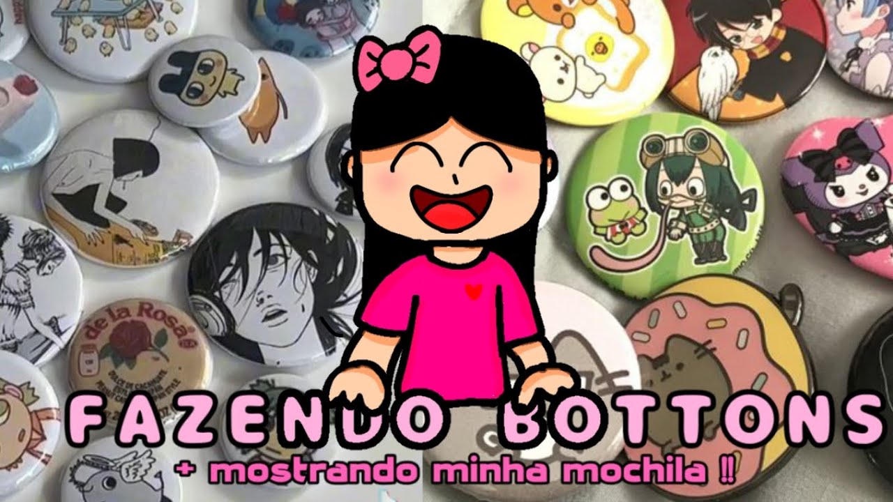 ✨️🌷COMO FAZER BOTTONS EM CASA🎀🧸 +mostrando minha mochila 😄