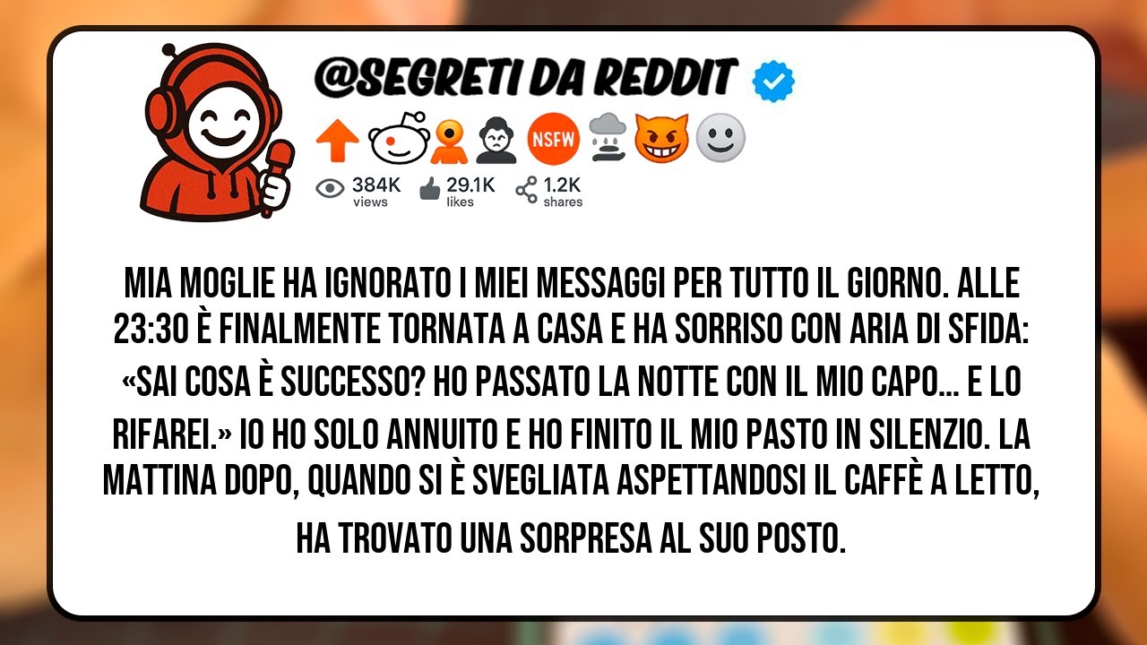 Mia moglie ha ignorato i miei messaggi per tutto il giorno.Alle 23:30 è finalmente tornata a casa