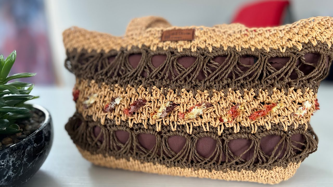 Сумка для вязания крючком в богемном стиле из бумажной пряжи #çantayapımı #crochetbag