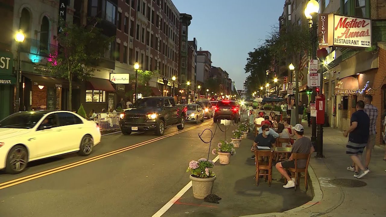 Here's what outdoor dining looks like in Boston's North End on a Friday