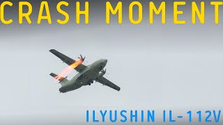 The crash moment of the russian Ilyushin IL-112V at the Kubinka airfield