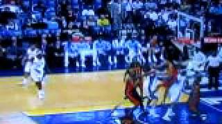 Brandan Wright blocks Rudy Gay's shot