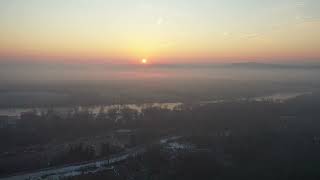 Drone Rising Above the Clouds to See the Sunrise