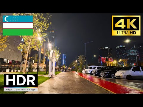 Tashkent 4k walk - Downtown night tour in Uzbekistan 4k 60fps