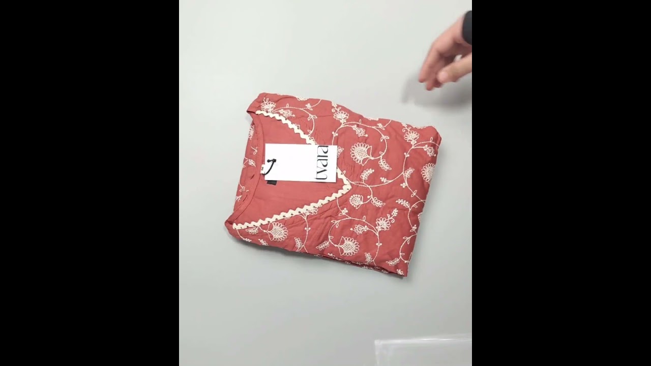 Tvara's Women’s Rust Orange Embroidered Cotton Kurta Set with Dupatta – 3-Piece Ethnic