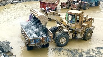 Massive Rocks Loading with Caterpillar Machine | Heavy Equipment in Action