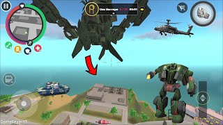 Rope Hero Vice Town (Transformer Jet Airplane fly on Army Base) Robot Airplane jump military Camp screenshot 5