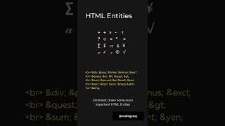 HTML Entities are special characters that can be used in HTML to represent characters #shorts
