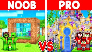 Noob vs Pro Mikey vs JJ Family AQUARIUM House Build Challenge in Minecraft