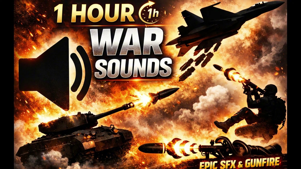1 Hour War Sounds | Gunfire, Aircraft, Bombs & Tanks | Background Sound