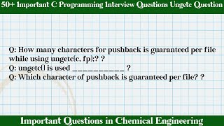 MCQ Questions C Programming Interview Questions Ungetc with Answers