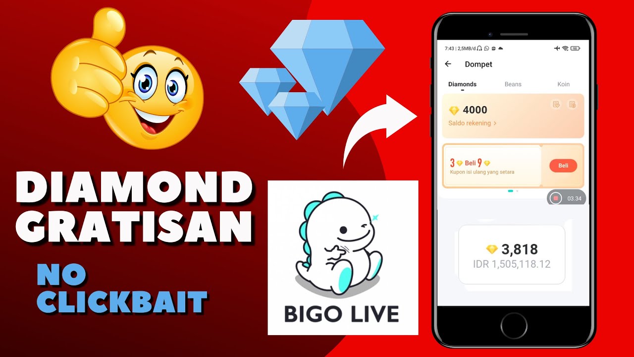 Cara Mendapatkan Diamond/Berlian Gratis di Bigo Live Terbaru (100% Work