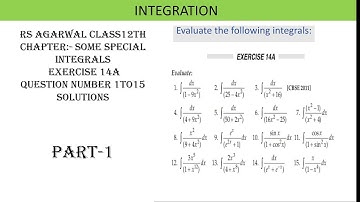 some special integrals, Exercise 14A(RS Aggarwal class12th )part1 ( questions number 1 to 7)
