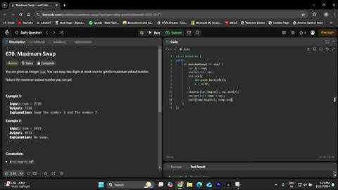 670. Maximum Swap || Leetcode Daily Problem || 17 Oct || #coding