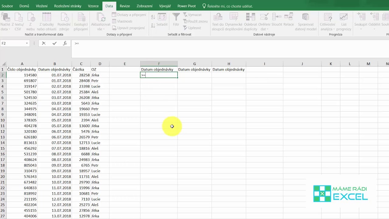 Jak používat rozšířený filtr