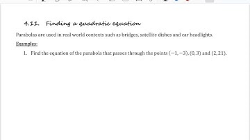 Finding a quadratic equation - Year 11 Mathematics Advanced