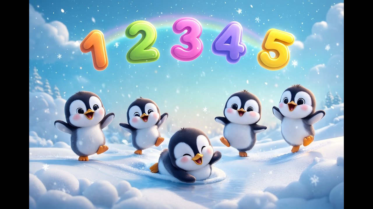 Five Little Penguins | Cute Counting Rhyme for Kids | Nursery Rhyme ...