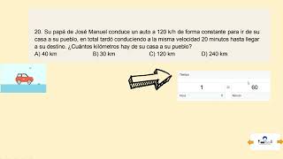 Olimpiada del conocimiento 2024 I20  Su papá de José Manuel conduce un auto a 120 k h de forma const