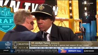 New Orleans Saints select Arizona State WR Jordyn Tyson with No. 8 pick in 2026 NFL Draft