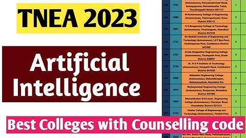 TNEA-2023|Best Colleges for Artificial Intelligence and data Science|Best Choice Filling list 2023|