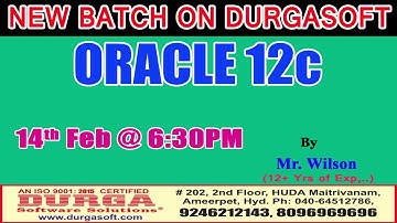 New Batch On ORACLE 12C by Mr. Wilson Demo On 14th Feb @6:30PM At Maitrivanam(HYD) - Offline Batch