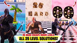 25 HARD ESCAPE ROOM Fortnite (All 25 Levels Walkthrough Solutions) | Hard Escape Room Fortnite