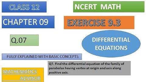 differential equation of the family of parabola having vertex at origin and axis along positive axis