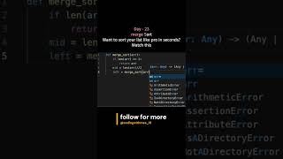 That’s the magic of Merge Sort — fast, clean, and super smart! #shorts#viral#short#shortsfeed#coding