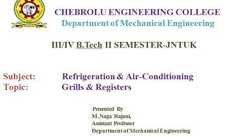 JNTUK IIIME II SEM RAC LECTURE NO 05  Grills & registers