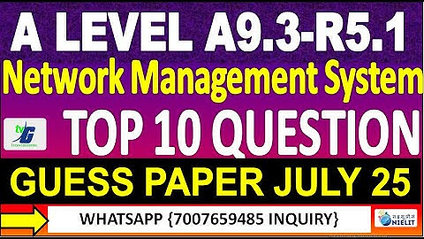 A Level A9.3-R5.1 GUESS PAPER JULY 25 NETWORK MANAGEMENT | A LEVEL JULY 2025 | IMPORTANT GUESS PAPER