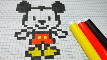How to Draw MICKEY MOUSE Pixel Art Tutorial Step by Step