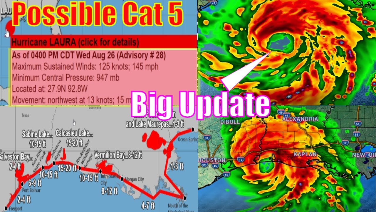 Possible Cat 5 Major Hurricane Laura Update - 145-150 mph Winds - The ...