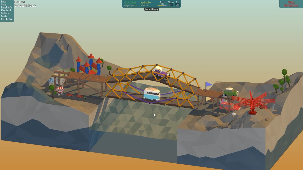 Poly Bridge Walkthrough - 80s Fun Land - Double Double