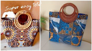 DIY How to Cut and Sew Easy Tote Handbag with Bamboo handles