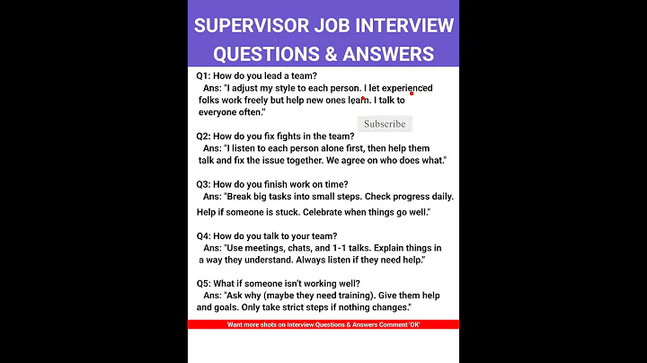 Top 5 Supervisor Job Interview Questions & Answers! (Must Watch)