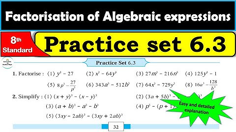 Practice set 6.3 | Class 8 | Factorisation of Algebraic expressions | Maths | All question answers