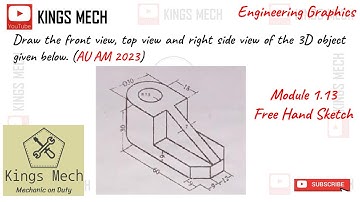 Free Hand sketching Anna university April May 2023 Question Engineering Graphics