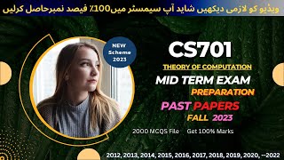 Famous Cs701 midterm exam Preparation fall 2024 | Cs701 Past Papers | Cs701 important Notes & MCQs 2023 Wealth