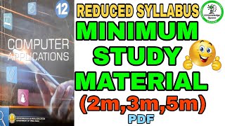 12th Computer Applications Reduced syllabus Minimum Study Material 2021|pdf|