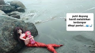 Barbie Putri duyung hamil melahirkan dipinggir pantai #barbie #putriduyung #barbiehamil #mermaid