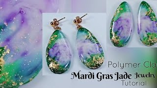 Polymer Clay Mardi Gras Jade Stone Jewelry Tutorial \/ Polymer Clay Earrings \/ LoviCraft