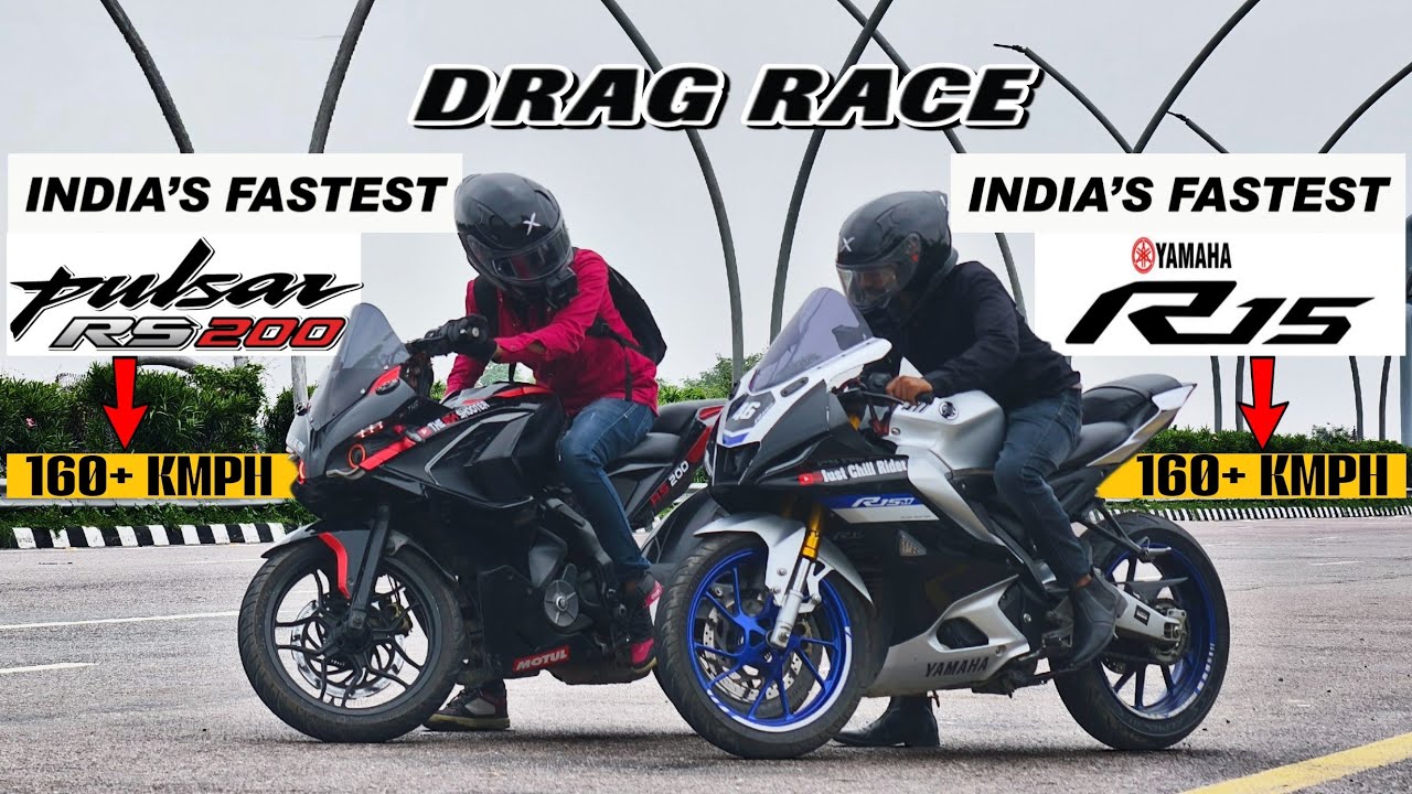 Pulsar R200 Racing Fastest Pulsar RS200 VS Fastest R15M.|| Drag Race.🔥|| 160+ KMPH 10 Km's ...
